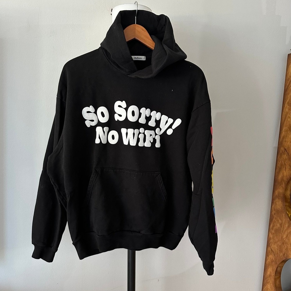 Madhappy Sorry no Wi-Fi hoodie  Balck size Medium
